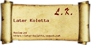 Later Koletta névjegykártya